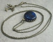 Night Flight --- Lampwork and Brass Long Necklace