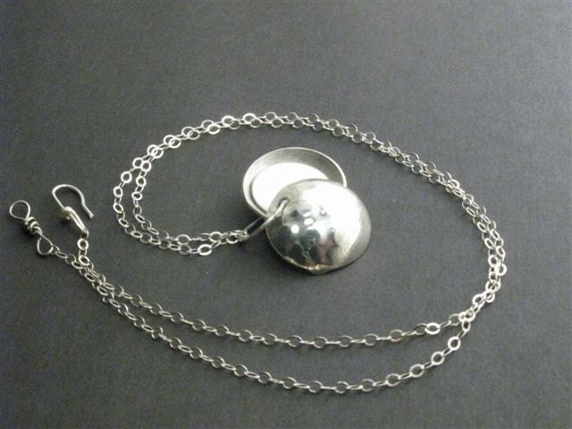 Hammered Silver Locket --- Sterling Silver Necklace