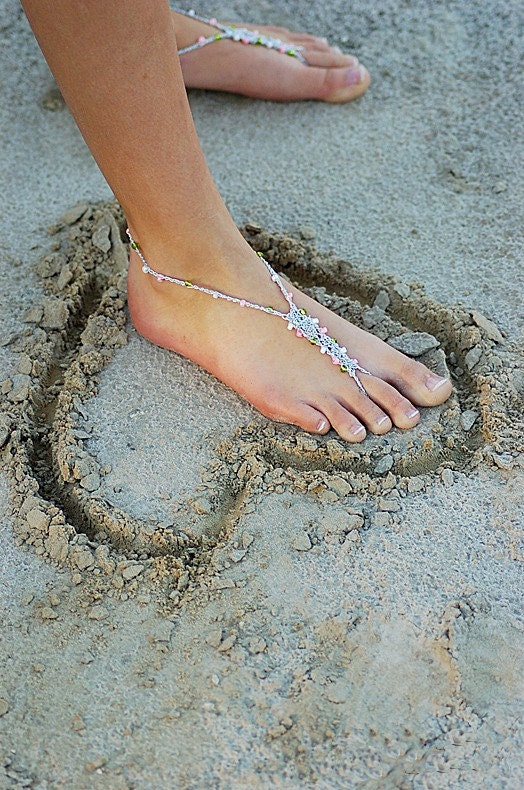 Barefoot Sandals - WEDDING PACKAGE FOR 10 - Foot Jewelry Slave Anklet Toe Ring Thongs Beach Destination Soleless Crochet