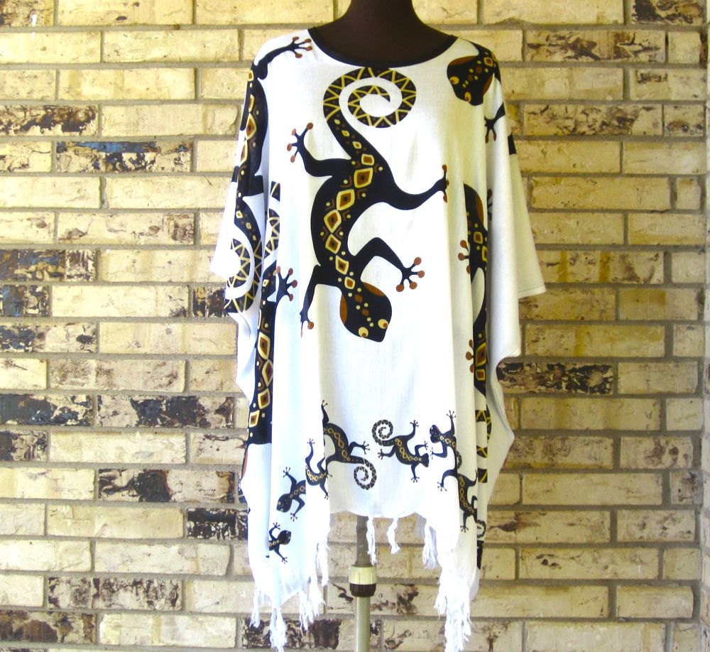 Plus Size Rayon Tunic with Gecko