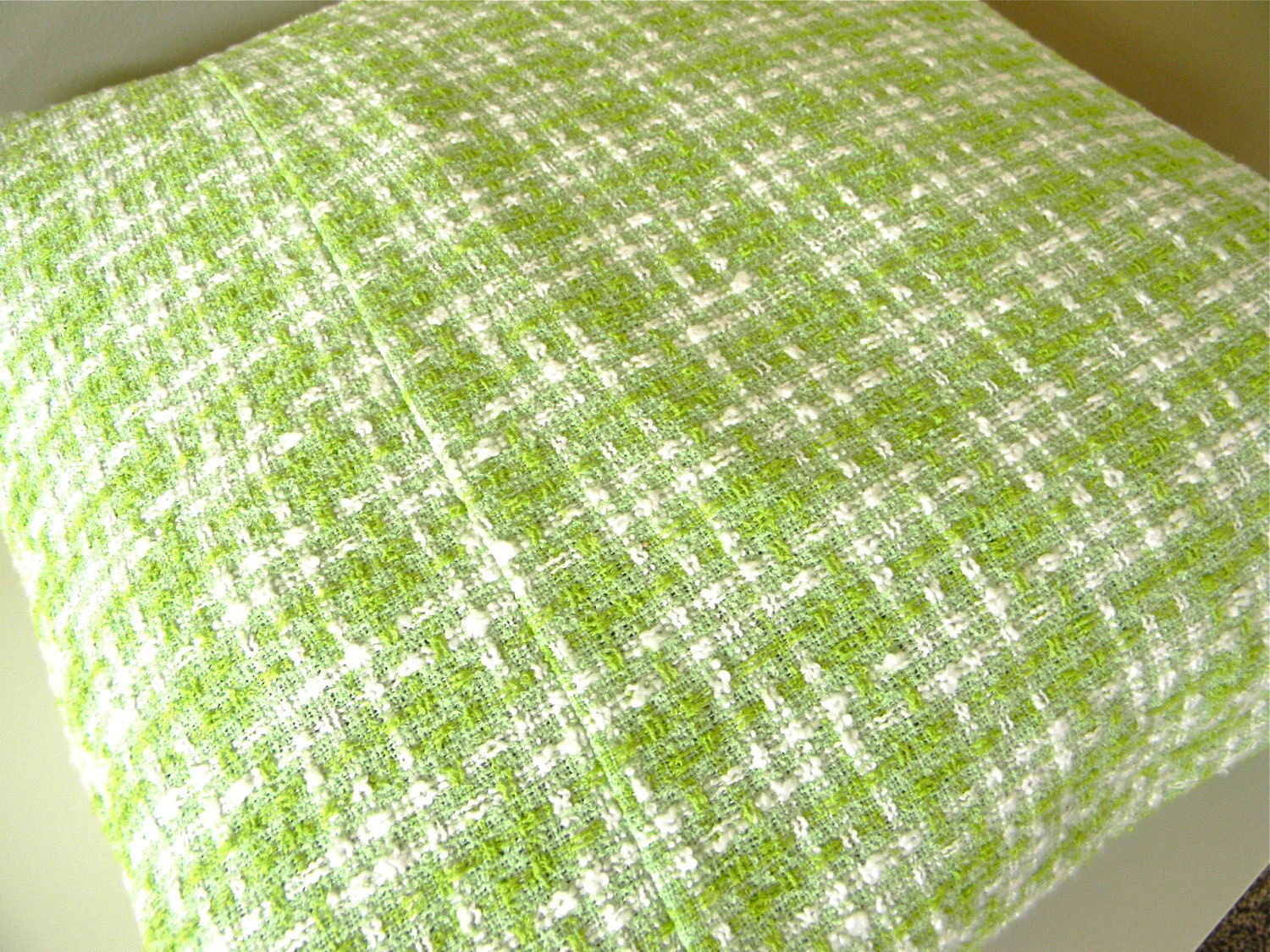 happy green plaid pillow cover 16x16