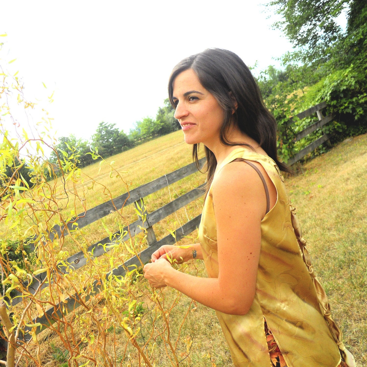 Silk Waterprint Knot Backed Tank