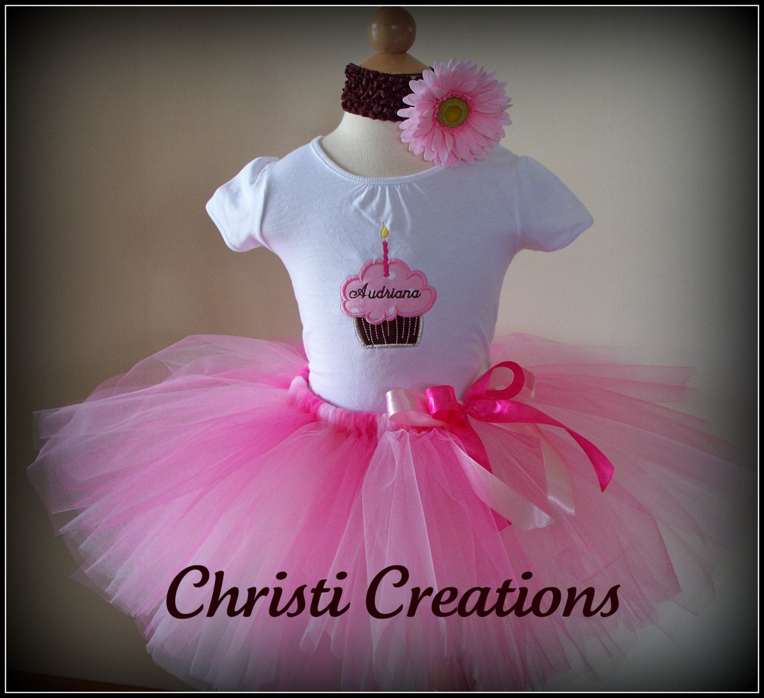 Pretty In Pink Custom Boutique Birthday Tutu and Cupcake Shirt Set Custom created for You