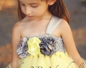 Flower Girl Dress in Yellow and Silver 5-6T