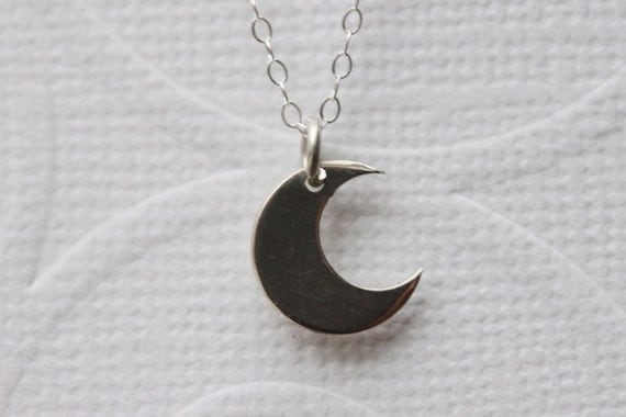Cresecent Moon Necklace - Sterling Silver Small Charm Necklace - Simple Everyday Jewelry - Fine Sterling Silver Chain