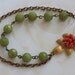 Coral Flower Necklace, Green Gemstone Necklace , Vintage Bridal Jewelry, Flower Necklace