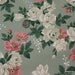 1940's Vintage Wallpaper Stunning white roses and pink flowers on green