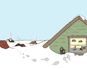 winter art print: an unforeseen benefit of having an attic bedroom