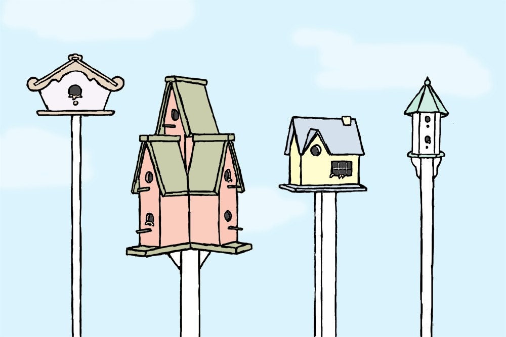 birdhouse art print: new tenants