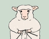 knitting sheep art print: purl
