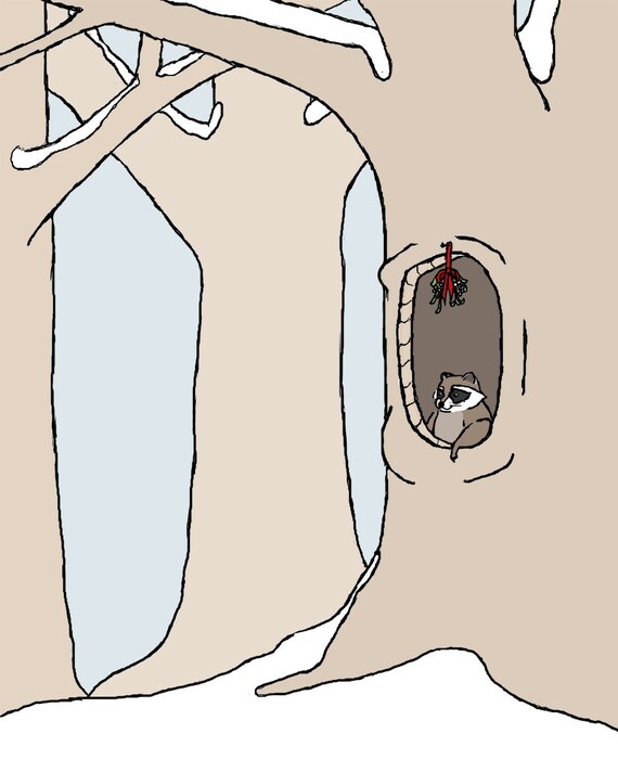 raccoon art print: open for business
