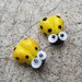 Yellow Handmade Lampwork Glass Ladybug Beads SRA PCJ U - Made in USA