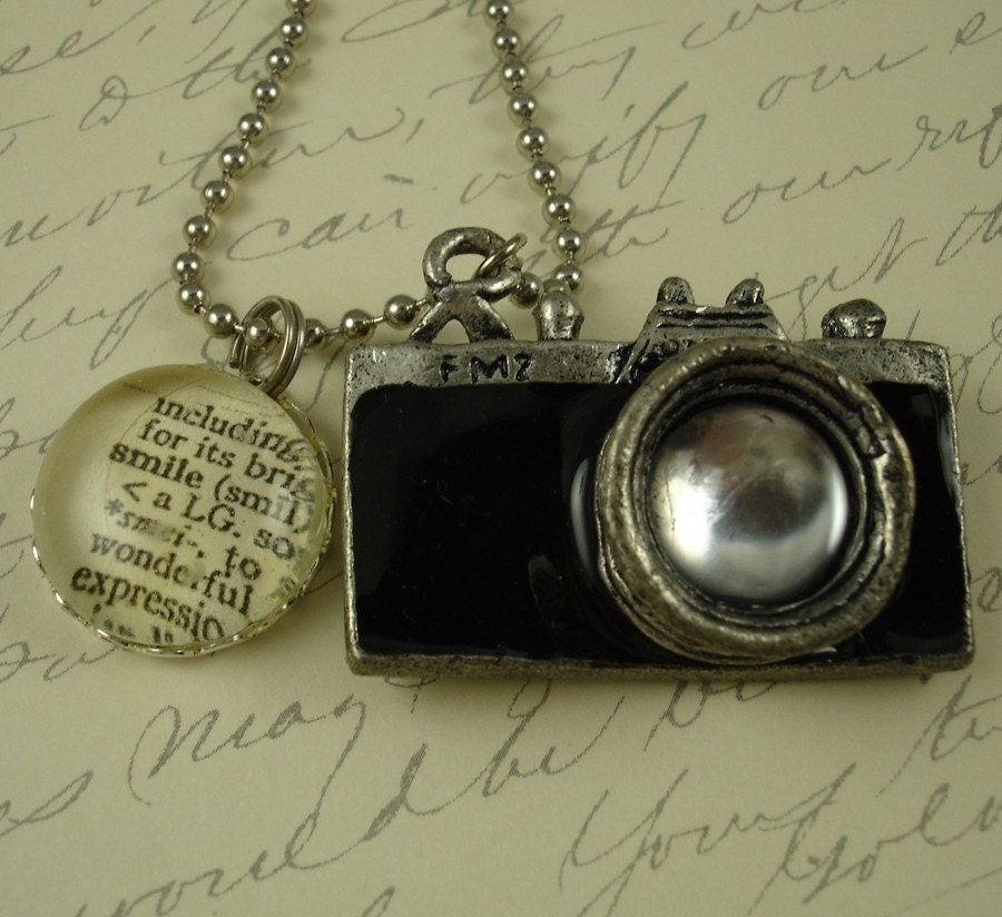 Camera Photographer Necklace Vintage Definition of Photograph Smile Jewelry by RoseCreekCottage