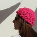 Tuque Hat Knitted in Magenta Cotton