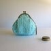 purse coin knit in robin egg blue cotton - with key chain
