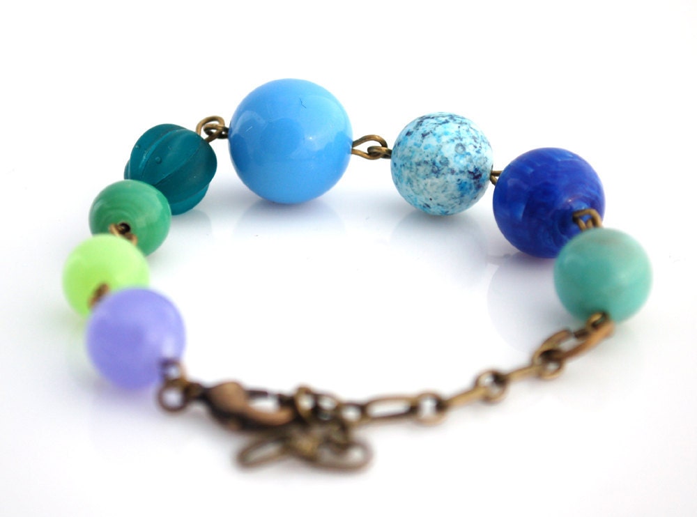 Blue and Green Vintage Bead Bracelet Buy 3 Get 1 Free