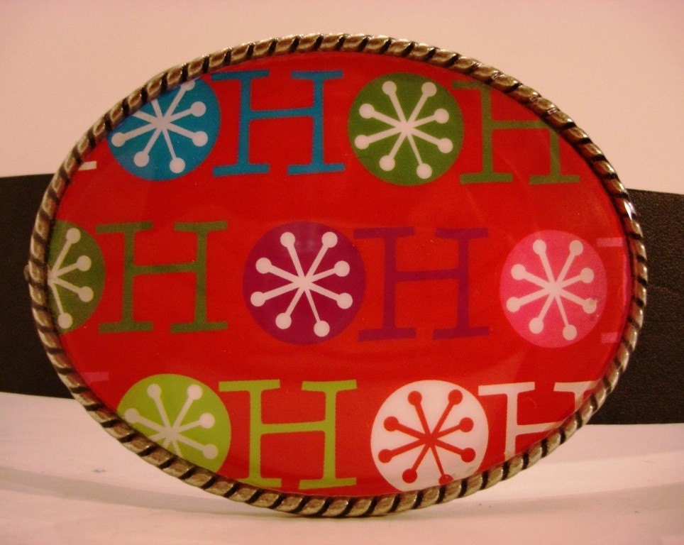 Holiday Belt Buckle - Ho Ho Ho Merry Christmas Belt Buckle