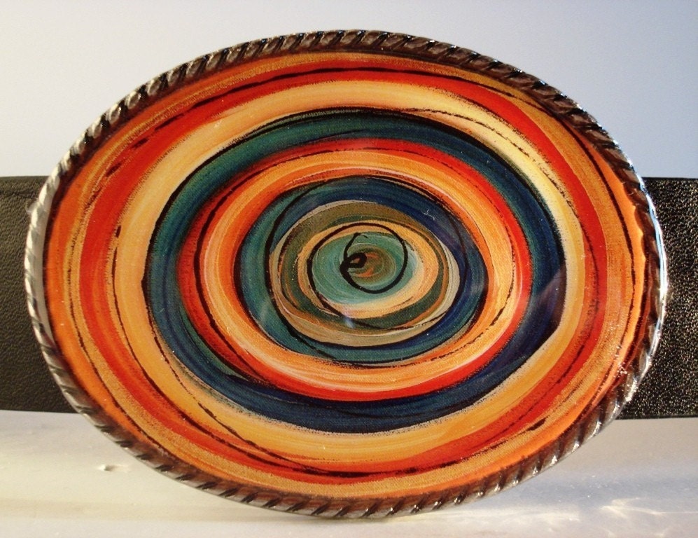Color Tunnel 2 Belt Buckle - Jada Belt Buckles - Oval Wearable Art Belt Buckle