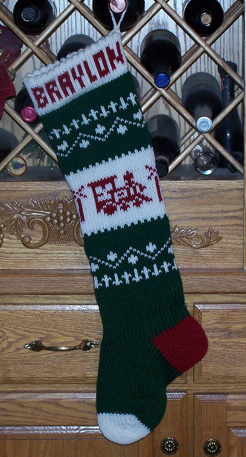 Personalized Train Christmas Stocking Knitted