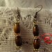 Silky Brown Wood . Gold Rhinestone . Gold Daisy . Beaded Earrings . Gold Hooks