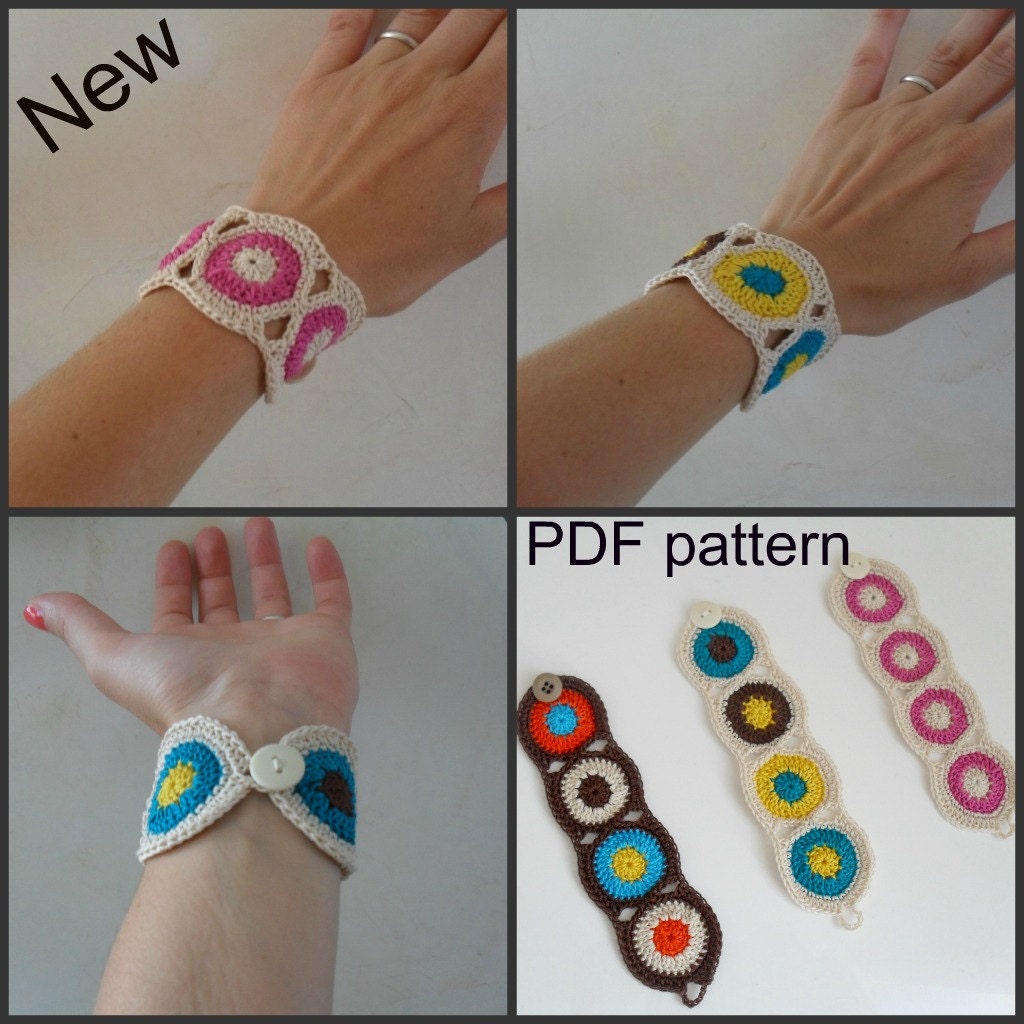 PDF patten - Crochet rounds cuff / bracelet