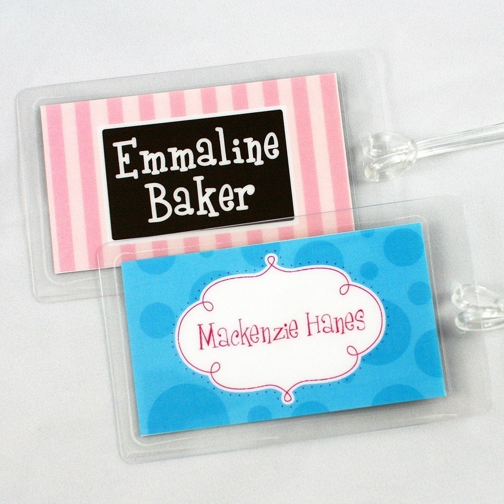 Set of 2 Bag Tags - Personalized - Pick your design