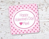 Valentine Stickers or Tags . Pink Polka Dots . for Favors, Treat Bags and Envelope Seals Il_170x135