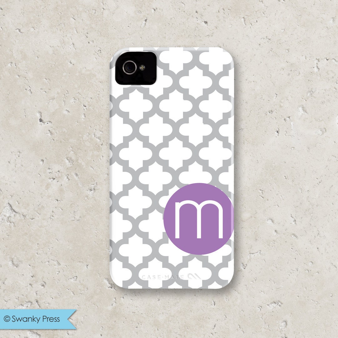 iPHONE 5 - personalized custom iPhone cell phone case - "quatrefoil with purple dot" Il_170x135