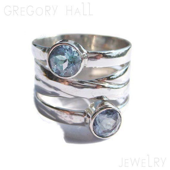 Sterling Silver 925 Ring Rings Blue Topaz Gemstone Wedding Engagement Band Bands Jewelry Jewellery SSR-335