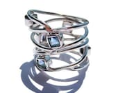 Sterling Silver 925 Blue Topaz Gemstone Engagement Wedding Band Bands Rings Ring Jewelry Jewellery SSR-355
