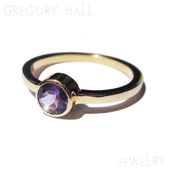 14K Yellow Gold Amethyst Gemstone Wedding Engagement Band Bands Ring Rings Jewelry Jewellery SSR-513