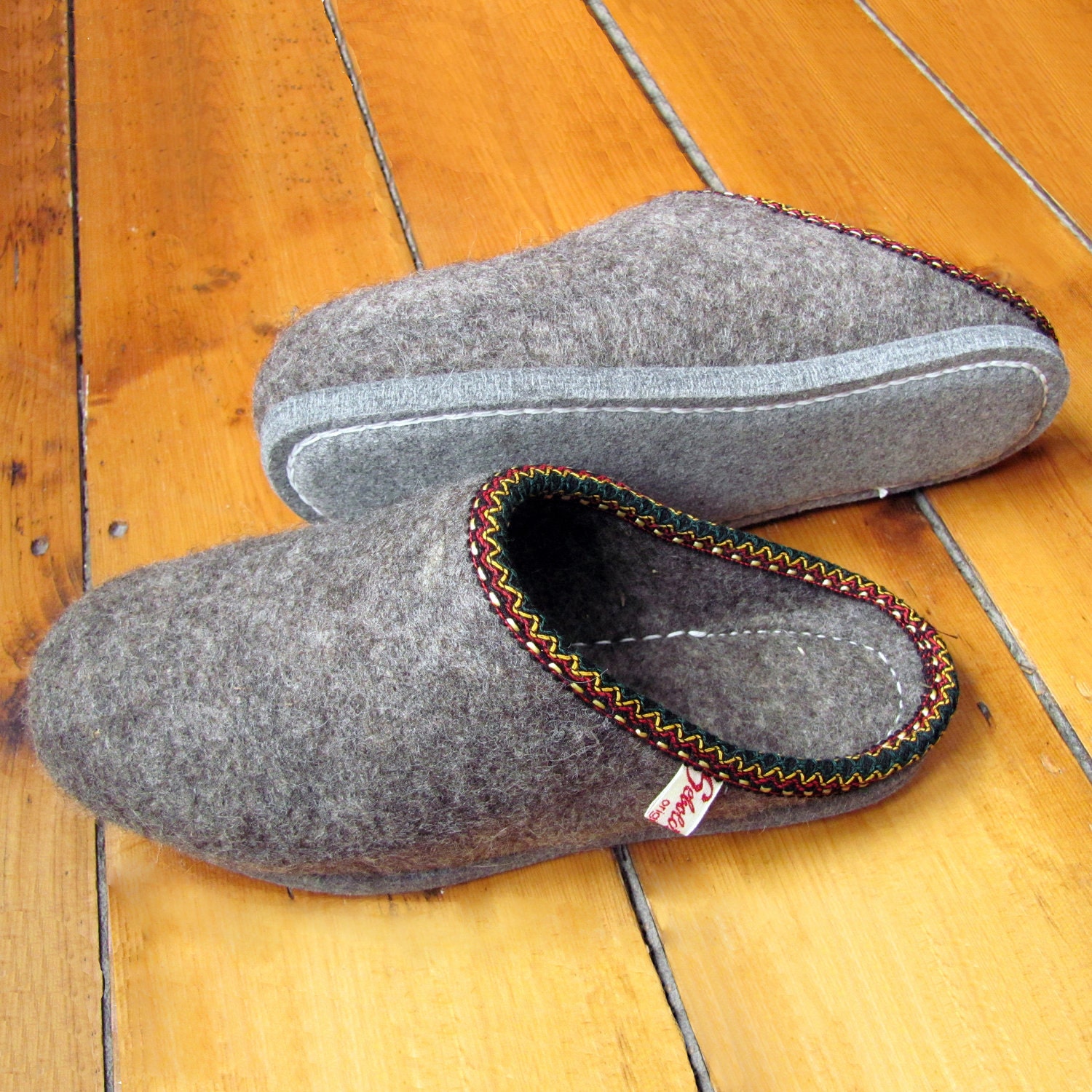 Traditional Hand Felted Woollen Slippers All Natural Thermal Warm and Cool