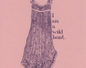 Jane Austen print - Wild Beast - Regency fashion illustration, Gocco