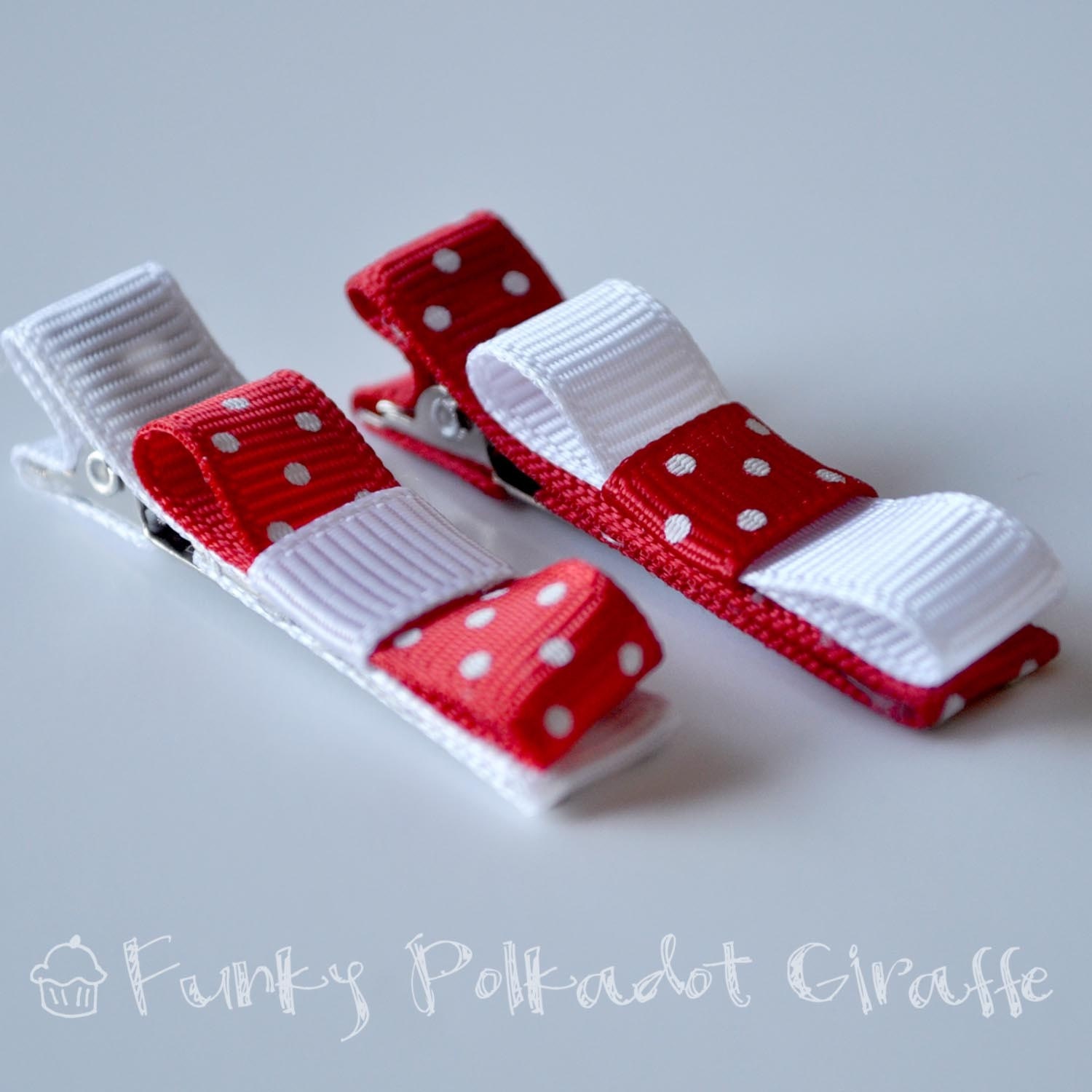 Valentine Holiday Itty Bitty Red Polkadot Set of 2 Hair Clips