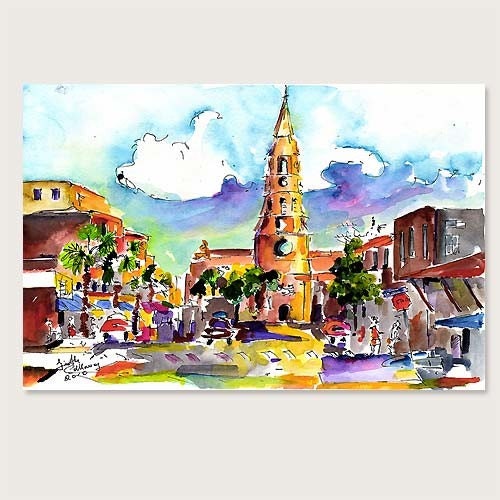 Charleston South Carolina St. Philips Church ORIGINAL Watercolor by Ginette Callaway - GinetteFineArt