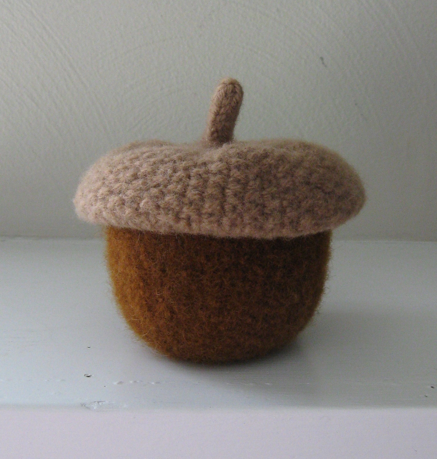 Acorn Jar with Removable Lid -Original - Brown Nut - Felted Wool - In Stock - Ready to Ship