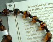 Amber and Black Tortoise Faceted Czech bead Holy Infant Chaplet