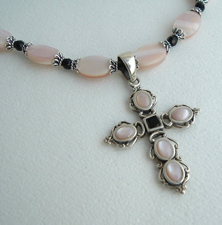 Mother of Pearl Cross Necklace
