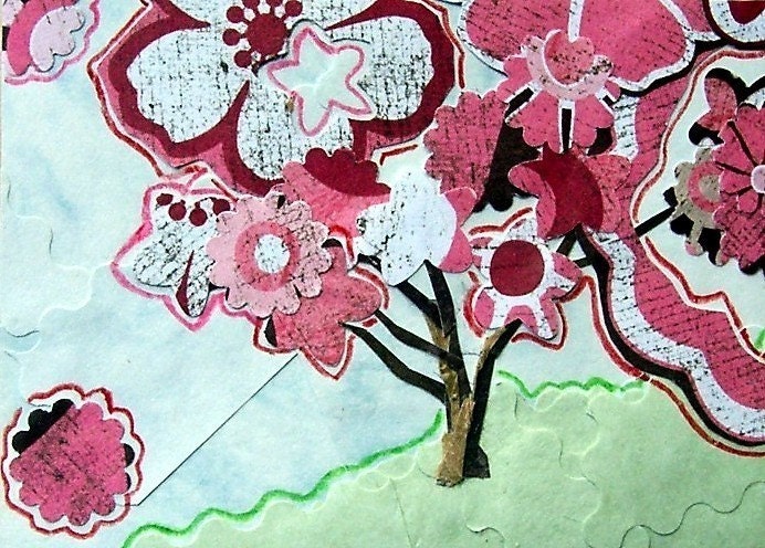 Poppin' Pink Cherry Bomb. ACEO Print. Japanese Cherry Tree in Bloom.