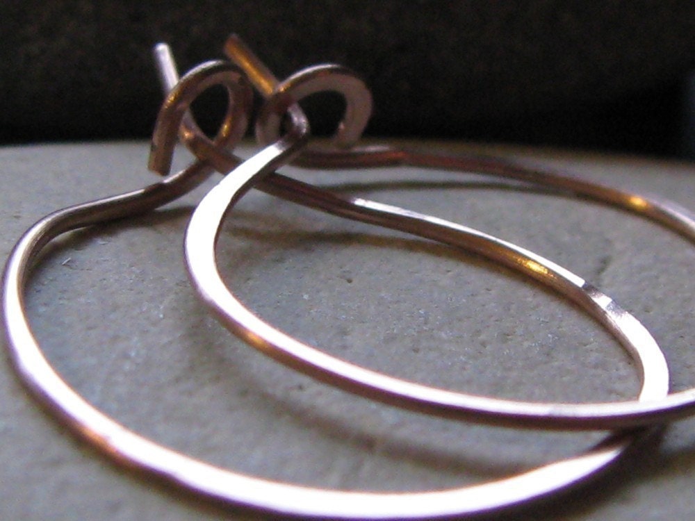 Rose Gold Hoops 1 inch 25mm wide 14k thicker wire