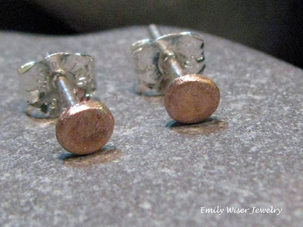 14k rose gold circle stud earrings 4mm Ready To Ship