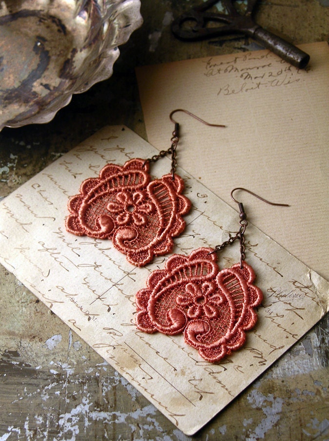 lace earrings -GALIA- copper