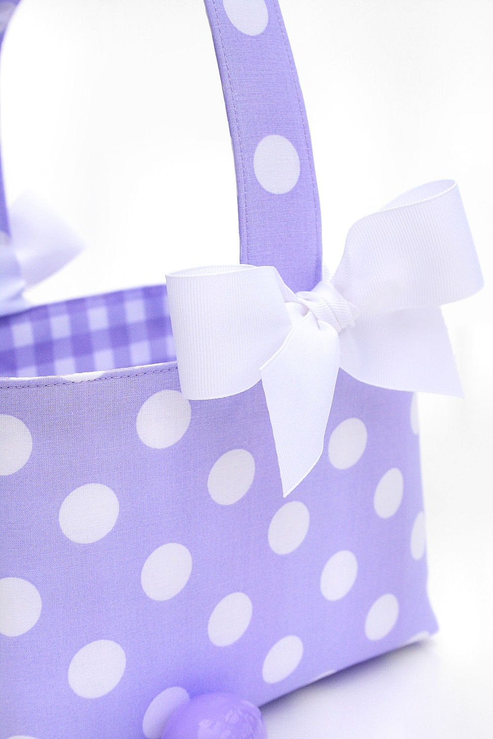 Lavender Purple Polka Dot Easter basket