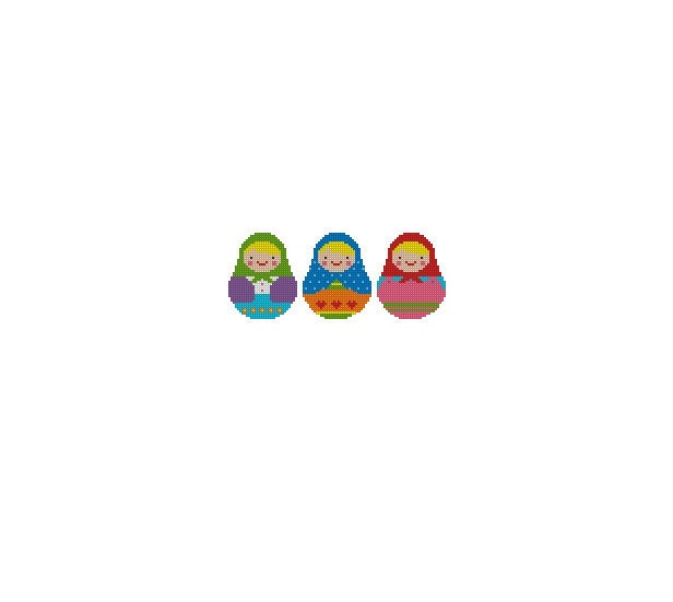 Matryoshka Dolls Cross Stitch Chart Pattern PDF