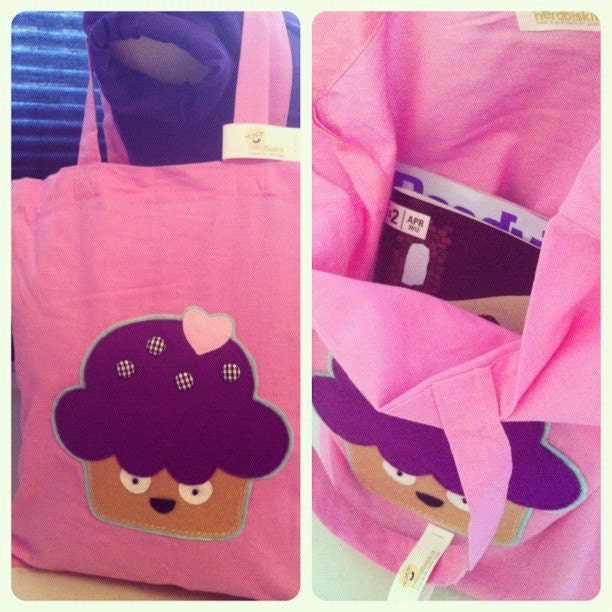 Cupcake Felt Character Cotton Tote Bag