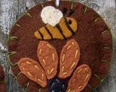 Busiest Honey Bee Folk Art Penny Rug Ornament