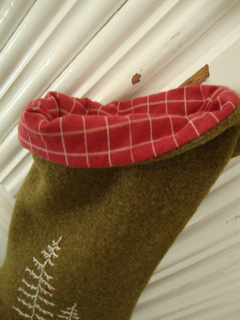 handmade army blanket Christmas stocking