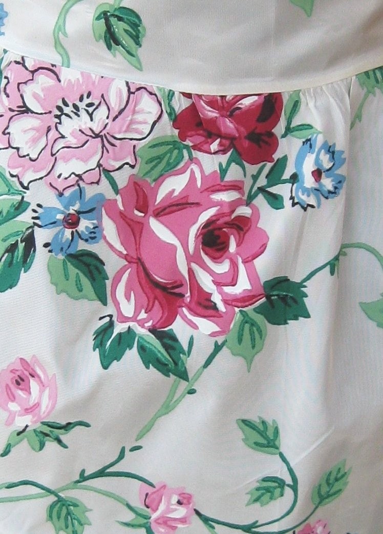 vintage apron - pink roses - fancy dressy apron - vintage 50s
