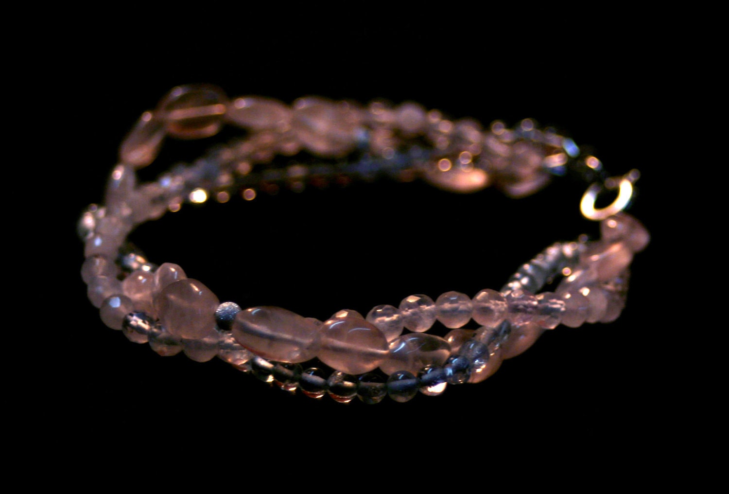 Rose Quartz and Aquamarine Beaded Bracelet