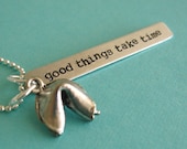 Fortune Cookie Necklace - Personalized fortune - silver plated fortune cookie custom necklace